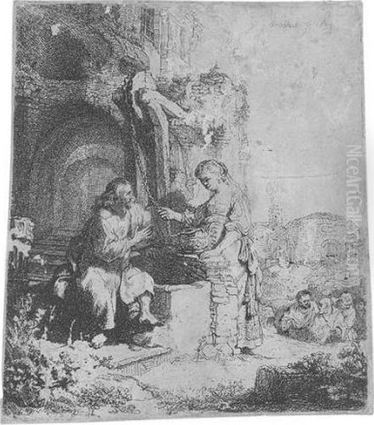 Christ And The Woman Of Samaria Among Ruins (b., Holl.71; H.122; Bb.34-l) - view 1