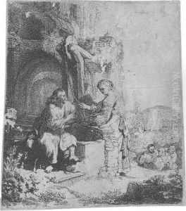 Christ And The Woman Of Samaria Among Ruins (b., Holl.71; H.122; Bb.34-l)