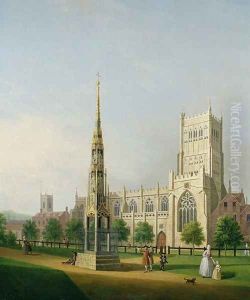 A View of Bristol High Cross and Cathedral, c.1750