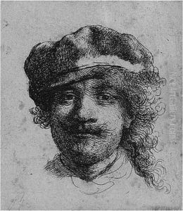 Self Portrait Wearing A Soft Cap: Full Face, Head Only (b., Holl.2; H.57; Bb.34-1) by Harmenszoon van Rijn Rembrandt