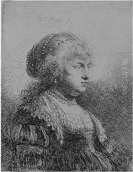 Saskia With Pearls In Her Hair (b., Holl.347; H.112; Bb.34-c) - view 1