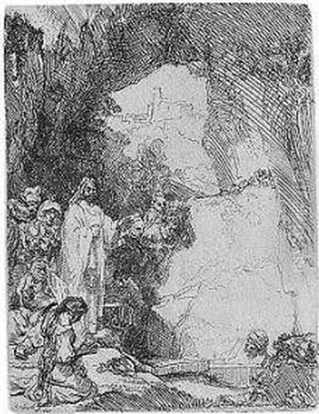 The Raising Of Lazarus. Small Plate (b., Holl.72; H.198; Bb.42-b) - view 1