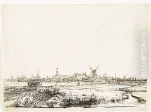 View Of Amsterdam From The North West<</b> by Harmenszoon van Rijn Rembrandt
