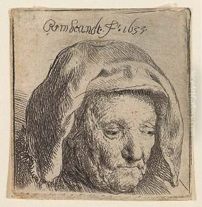 The Artist's Mother In A Cloth Headress, Looking Down<</b>