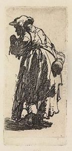 Old Beggar Woman With A Gourd<</b>