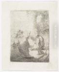 Christ Disputing With The Doctors: Small Plate<</b> by Harmenszoon van Rijn Rembrandt