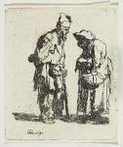 Beggar Man And Beggar Woman Conversing<</b>