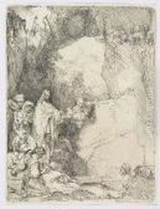 The Raising Of Lazarus: Small Plate<</b> by Harmenszoon van Rijn Rembrandt