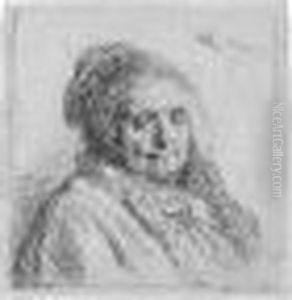 Artist's Mother, Head And Bust: Three-quarters Right (b., Holl.354; H.1; Bb.28-a) by Harmenszoon van Rijn Rembrandt