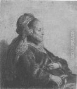 The Artist's Mother Seated, In An Oriental Headdress by Harmenszoon van Rijn Rembrandt