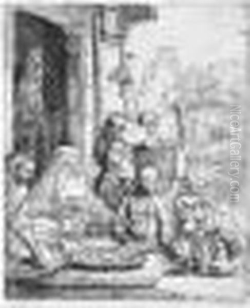 Abraham Entertaining The Angels (b., Holl.29; H.286; Bb.56-b) - view 1