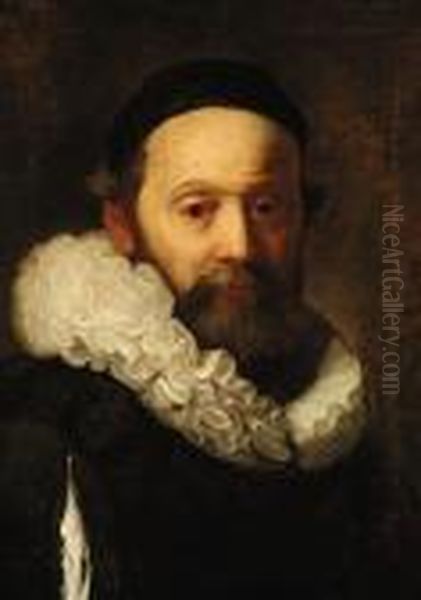 Portrait Of A Rabbi, Bust-length, In A Black Cap And Ruff - view 1