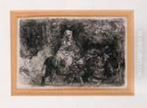 The Flight Into Egypt: Crossing A Brook by Harmenszoon van Rijn Rembrandt