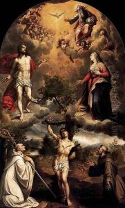 St Sebastian between St Bernard and St Francis by Alonso Sanchez Coello