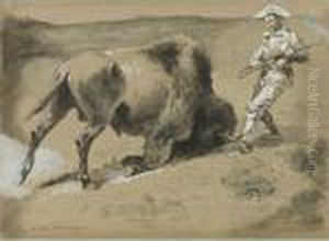 The Great Beast Came Crashing To The Earth by Frederic Remington