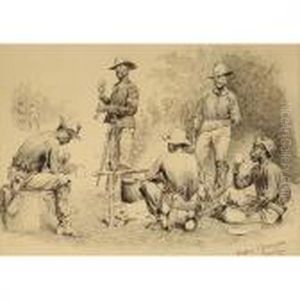 A Campfire Sketch by Frederic Remington