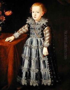 Portrait of a Child Standing by a Table