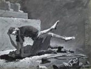 Young's Struggle With The Priest Captain by Frederic Remington