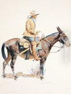 A Bunch Of Buckskins-army Packer by Frederic Remington