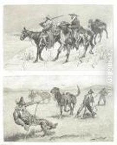 Thanksgiving Dinner For The Ranch; Teaching A Mustang Pony To Pack Dead Game by Frederic Remington