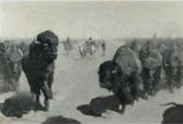 Lane Through The Buffalo Herd - view 1