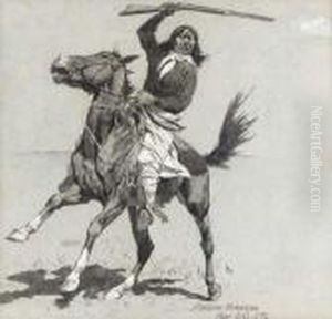 Kiowa Buck Starting A Race by Frederic Remington