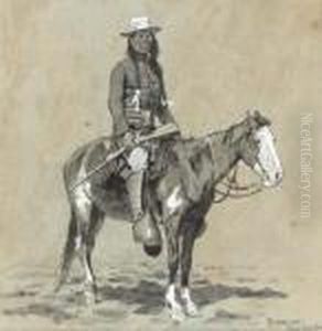 Indian Scout At Fort Reno by Frederic Remington