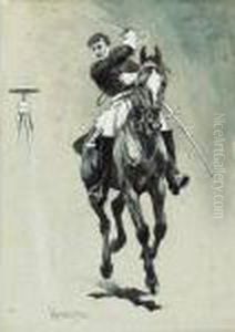 Soldier With Drawn Sabre (the Sabre Practice) by Frederic Remington