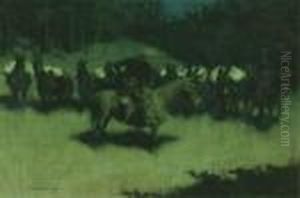 Scare In A Pack Train by Frederic Remington