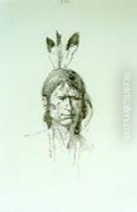 Indian With Three Feathers #225 by Frederic Remington