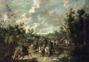 A Wooded Landscape with Travellers by Pieter Snayers