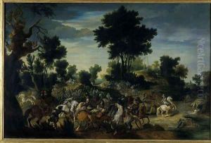 Riders advancing into a brook, 1601-15 by Pieter Snayers