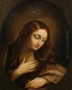 The Penitent Magdalen, Within A Painted Oval by Guido Reni