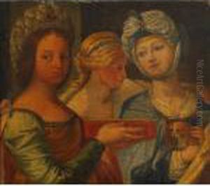 Medieval Attendants Pampering A Bejeweled King Charles Spaniel