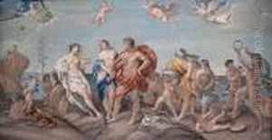Bacchus And Ariadne On The Island Of Naxos;aurora, A Pair by Guido Reni