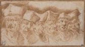Portrait Studies Of Clerics by Guido Reni