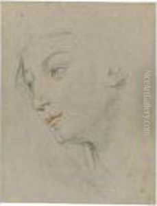 The Head Of A Woman, Looking Down To The Left by Guido Reni