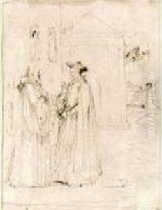 A Scene From The Life Of St.
Philip Neri: Agostino Ghettini, A Cistercian Monk Transmits To St.
Philip The Message From St. John The Evangelist Not To Go India But To
Devote His Efforts To Rome by Guido Reni