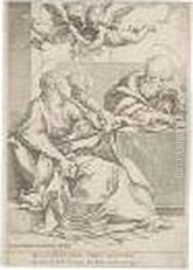 The Holy Family With Two Angels by Guido Reni