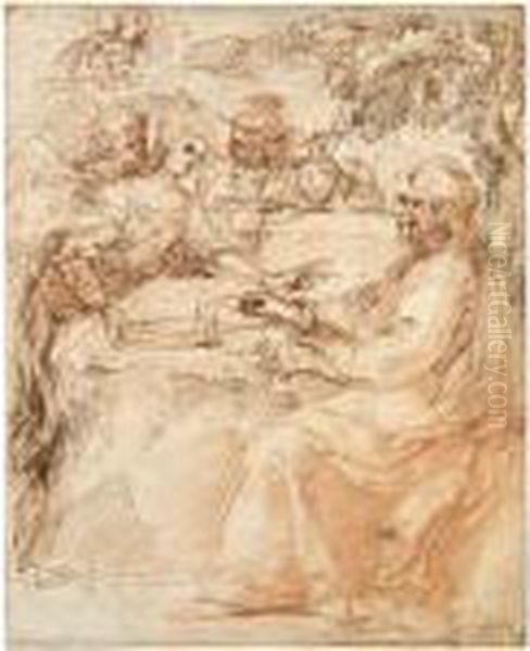 Christ In The Desert Receiving Food From Three Angels - view 1