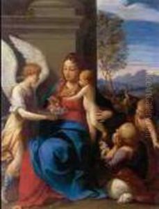 Holy Family With St. John The Baptist And An Angel [rest On The Flight Into Egypt] by Guido Reni