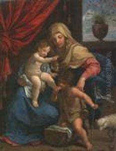 The Madonna And Child With Saint John The Baptist by Guido Reni