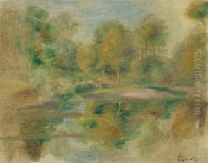 Paysage, Etang Et Fond D'arbres