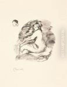 Etude De Femme Nue Assise by Pierre Auguste Renoir