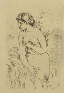 Baigneuse Debot A Mi-jambes by Pierre Auguste Renoir