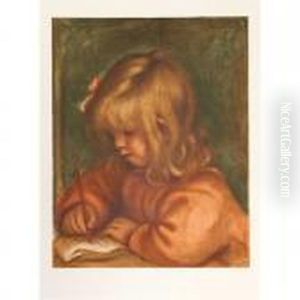 Girl Drawing by Pierre Auguste Renoir