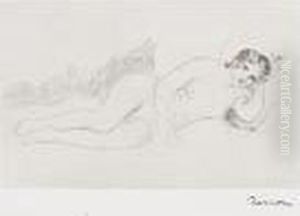 Femme Nue Couch e; Tourn e Droite by Pierre Auguste Renoir