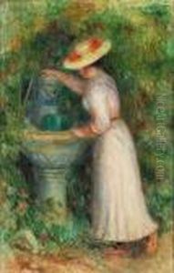 La Fontaine Ou Jeune Fille Pres D'une Fontaine