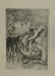 Two Prints. 
Sur La Plage A Berneval by Pierre Auguste Renoir