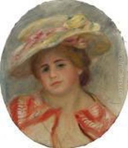 Portrait De Jeune Femme Au Chapeau Fleuri